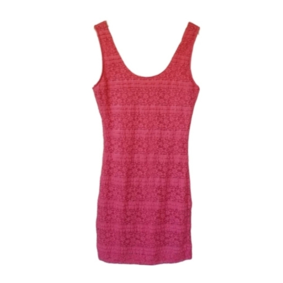 Coral Pink Lace Dress - Picture 3 of 4